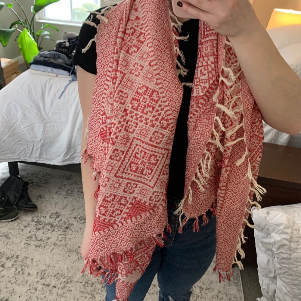 Madewell Red Patterned Scarf